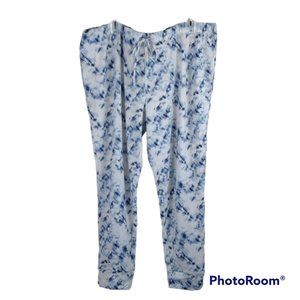 Women's Lucky Brand Blue White Tie Dye Drawstring Pajama Lounge Pants